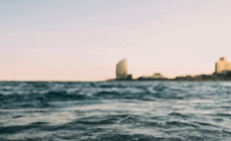 Barcelona skyline from a private boat at Port Olímpic — Nautiq nautical experiences